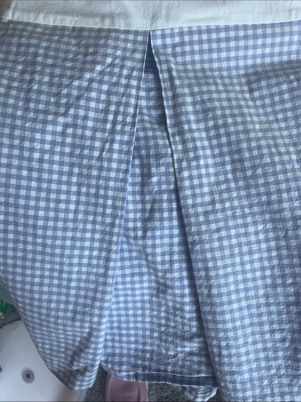 Pottery Barn Blue and White Gingham Queen Dust Ruffle